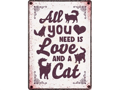 Plenty cadeaus Waakbord blik alles wat je nodig hebt is liefde en een kat