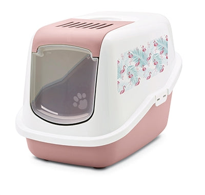 Savic kattenbak nestor impressie flamingo roze wit