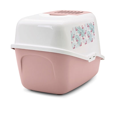Savic kattenbak nestor impressie flamingo roze wit