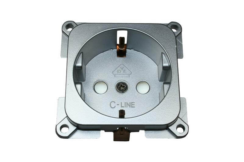 C-line wandcontactdoos camper en caravan 230 volt zilver