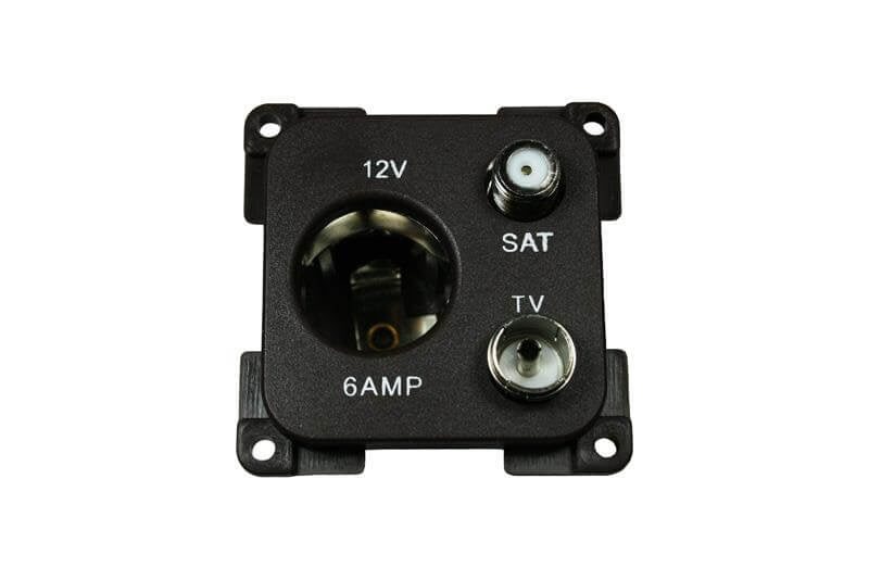 C-line 12 volt contactdoos met antenne en satelliet aansluiting zwart