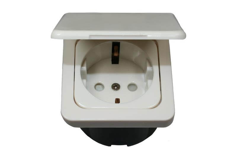 C-line wandcontactdoos met opal afdekraam met klapdeksel wit