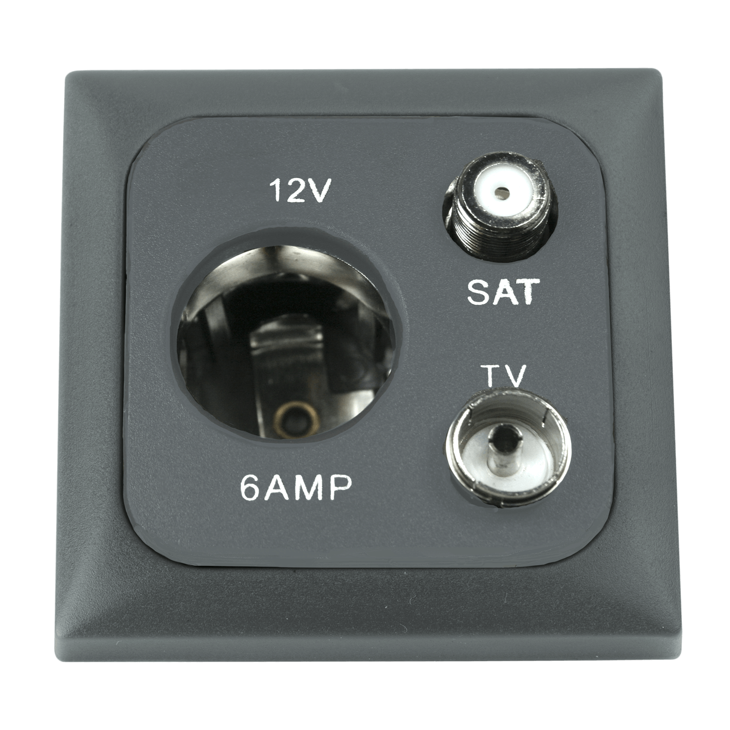 C-line 12 volt contactdoos met antenne en satelliet aansluiting met opal afdekraam antraciet