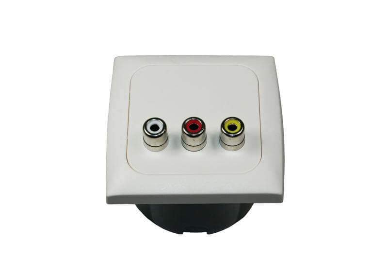 C-line video en audio contactdoos met opal afdekraam wit