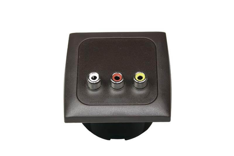 C-line video en audio contactdoos met opal afdekraam bruin
