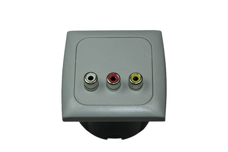 C-line video en audio contactdoos met opal afdekraam grijs - zonder verkoopverpakking