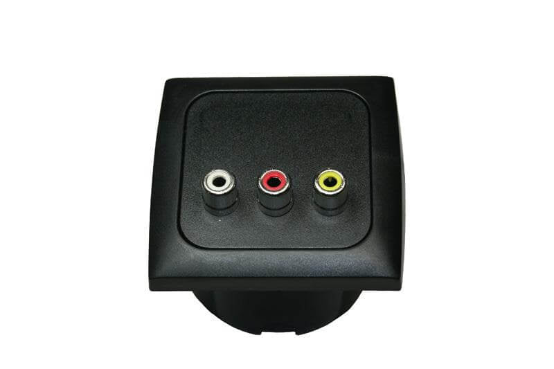 C-line video en audio contactdoos met opal afdekraam zwart