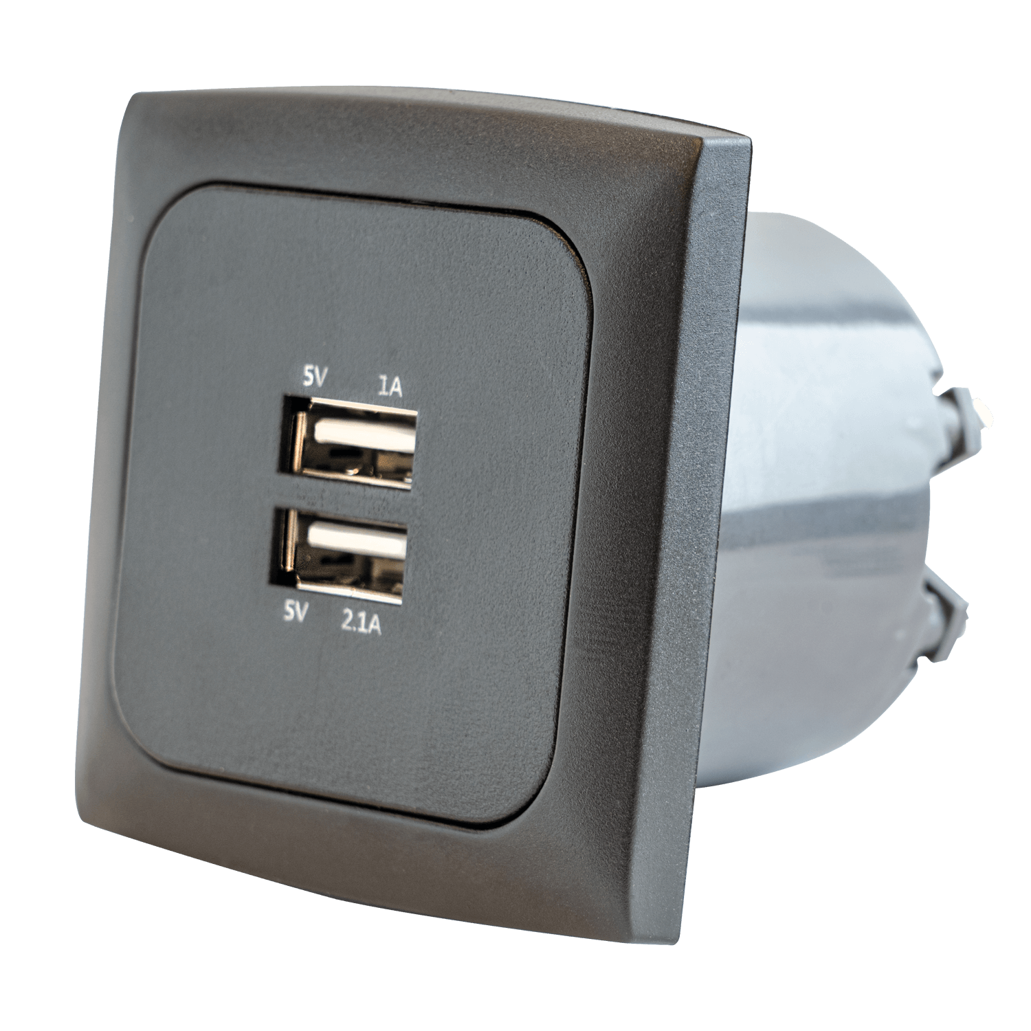 C-line wandcontactdoos met dubbele usb-a lader met opal afdekraam antraciet - zonder verkoopverpakking