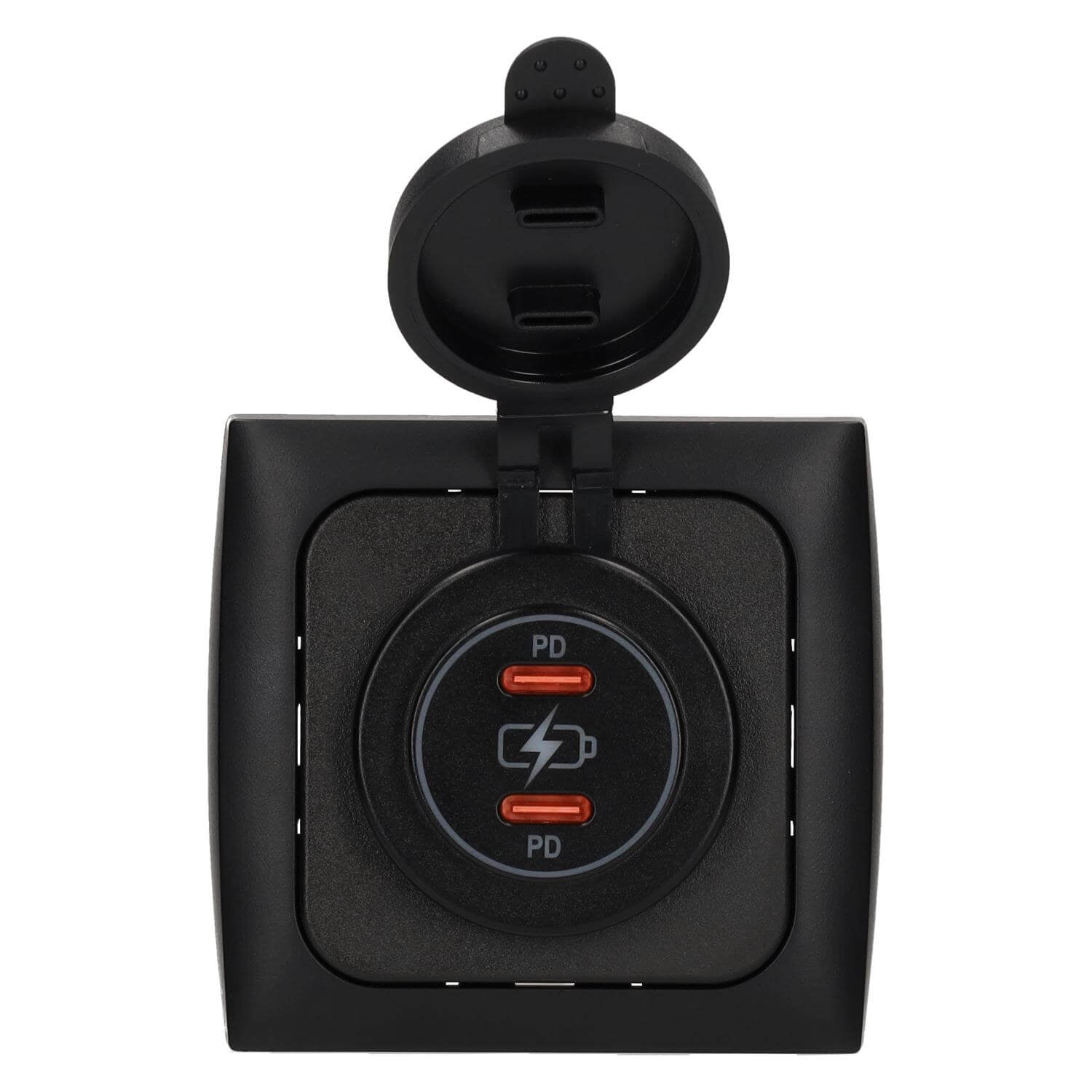 C-line power line 2x usb-c pd 36w lader met opal afdekraam zwart - zonder verkoopverpakking