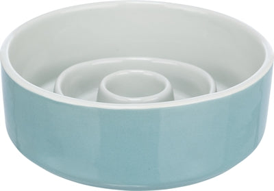 Trixie voerbak slowfeeding keramiek grijs blauw