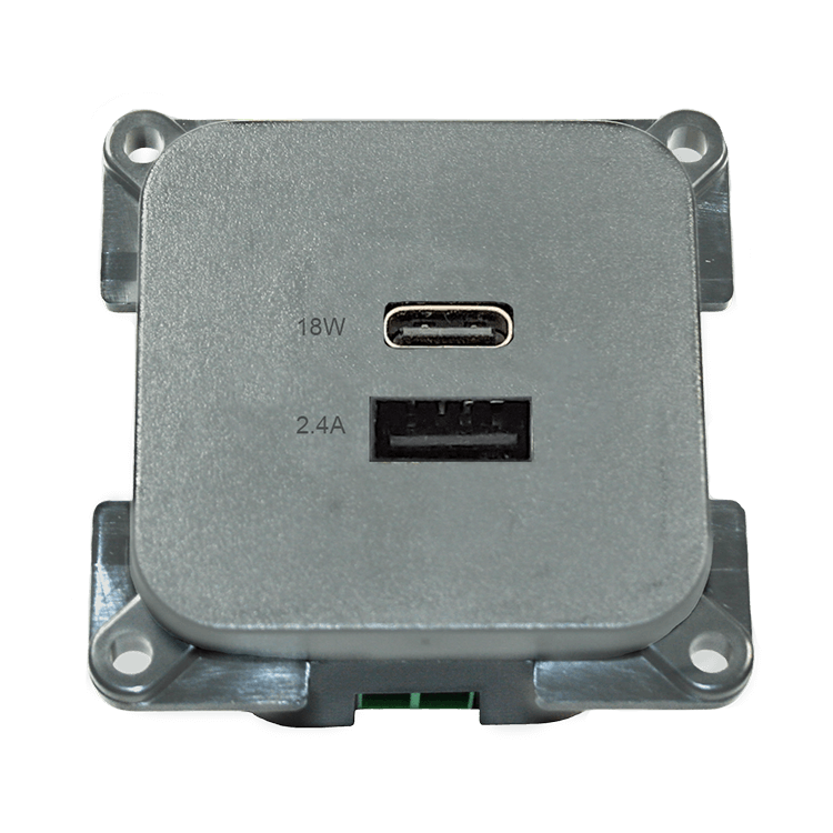 C-line usb laadcontactdoos met usb-a en usb-c - ece r10 - zilver - zonder verkoopverpakking