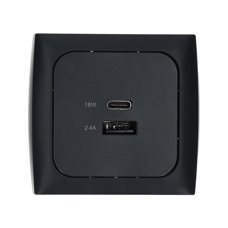 C-line usb laadcontactdoos met usb-a en usb-c met opal afdekraam antraciet