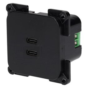 C-line 2x usb-c laadcontactdoos zwart