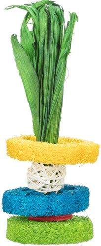 Trixie luffa ringen met rotanbal en houten schijf naturel