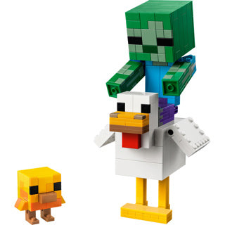 Lego ® minecraft® kipberijder bouwspeelgoed - gamingdecoratie met babyzombie, kip en kuiken - cadeautip voor jongens en meisjes vanaf 9 jaar - 21582