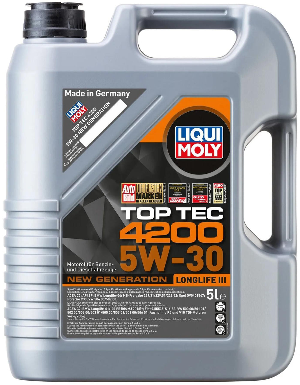 Liqui moly motorolie top tec 4200 new generation top tech 4200 5w-30 5l motor oil