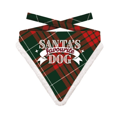 Plenty Gifts kerst bandana santa's favoriete hond ruit rood groen