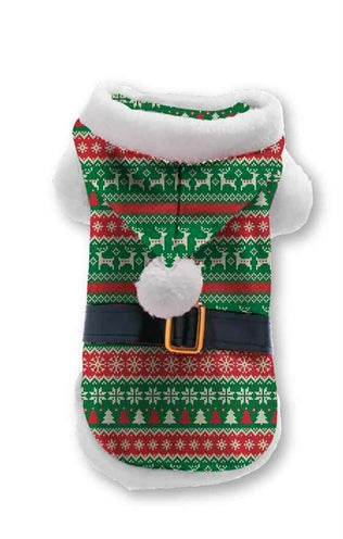 Plentygifts kerst hondenjas gestreept print rood groen