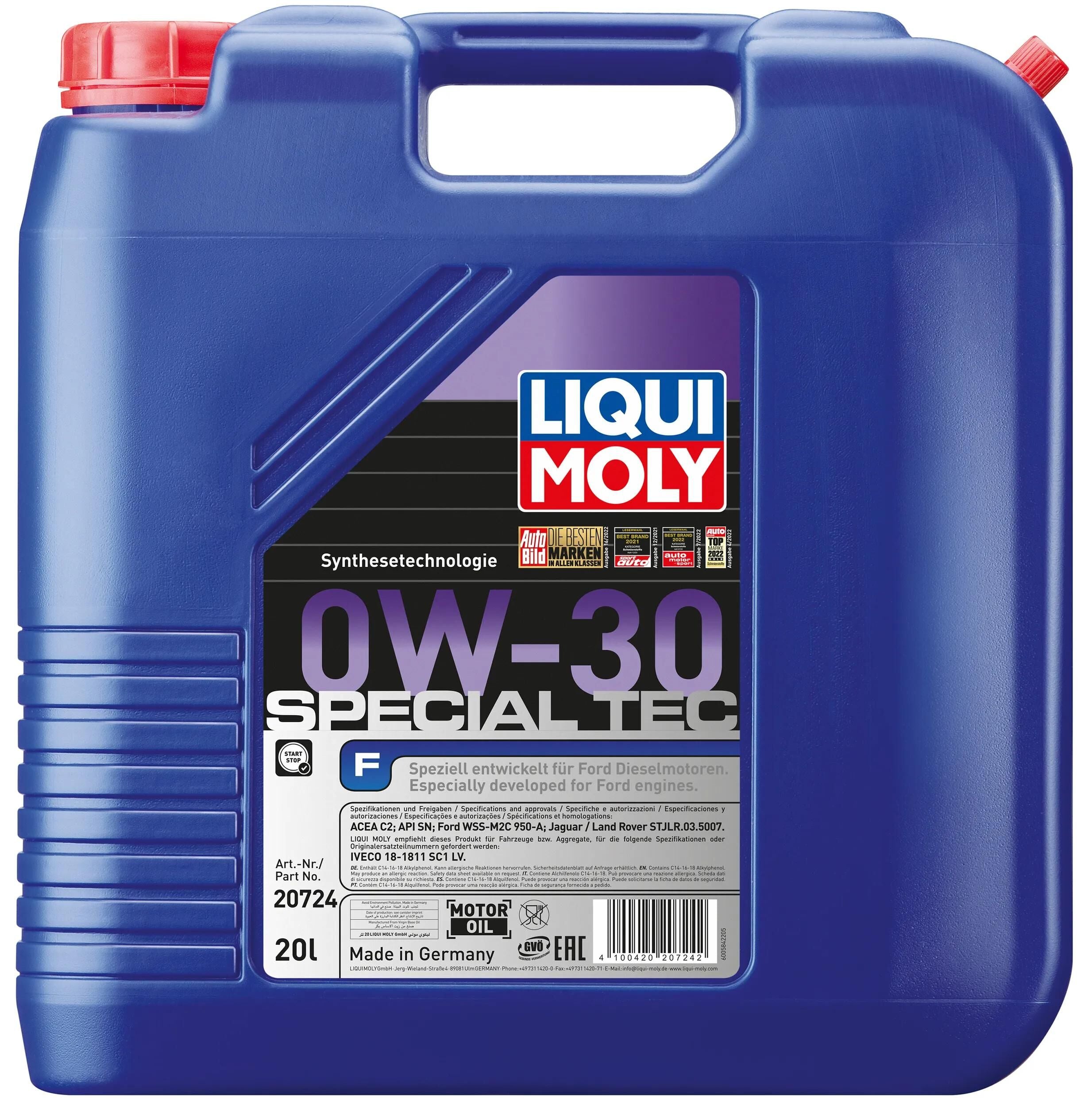 Liqui moly motoröl special tec f special tec f 0w-30 20l