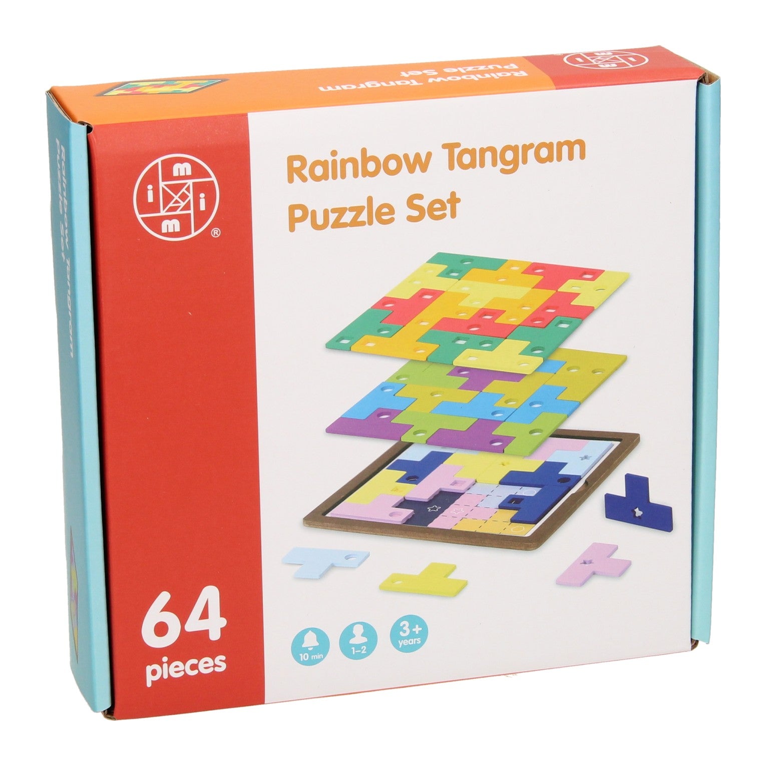 Houten Tangram Puzzel Regenboogset, 64dlg.