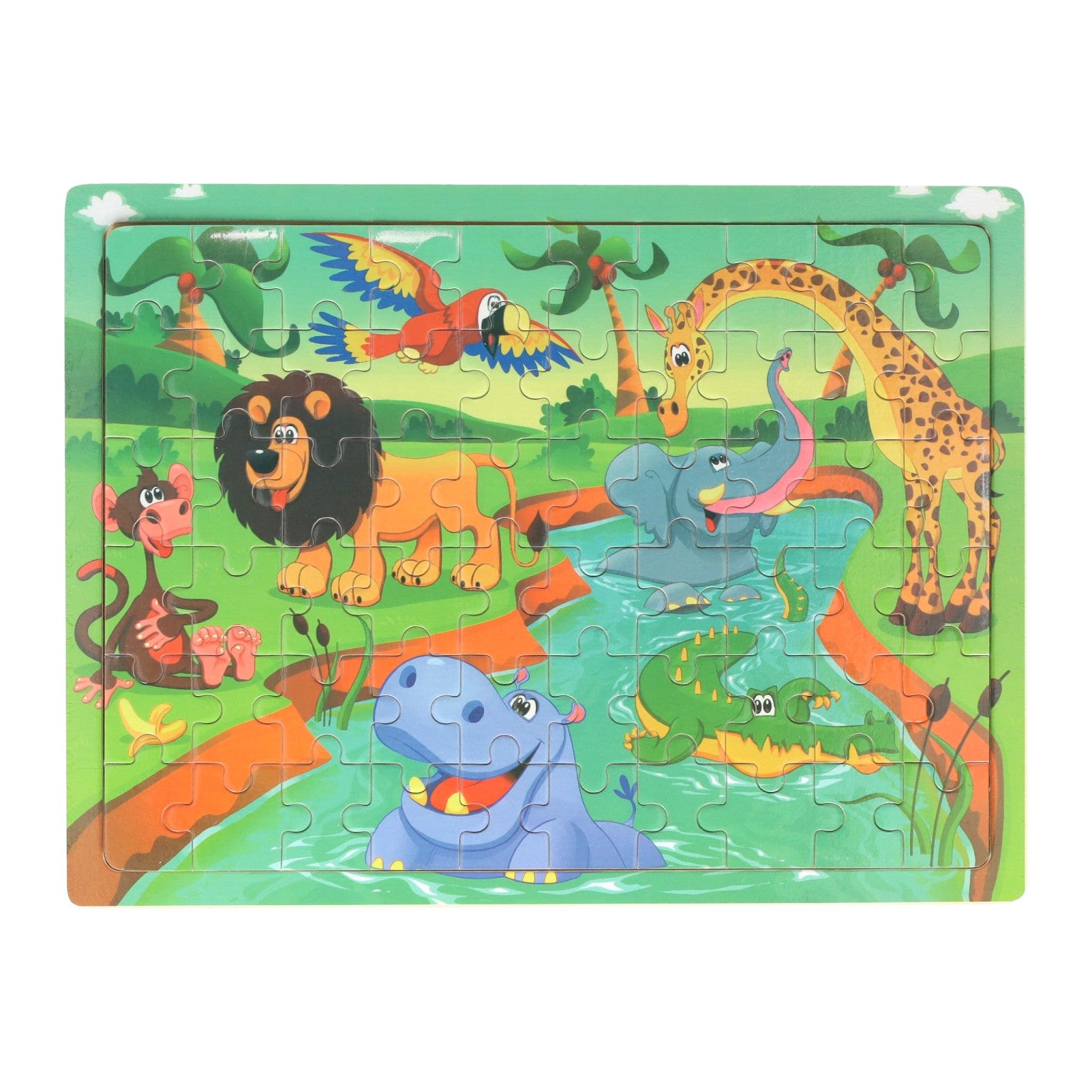 Houten legpuzzel wilde dieren, 60st.