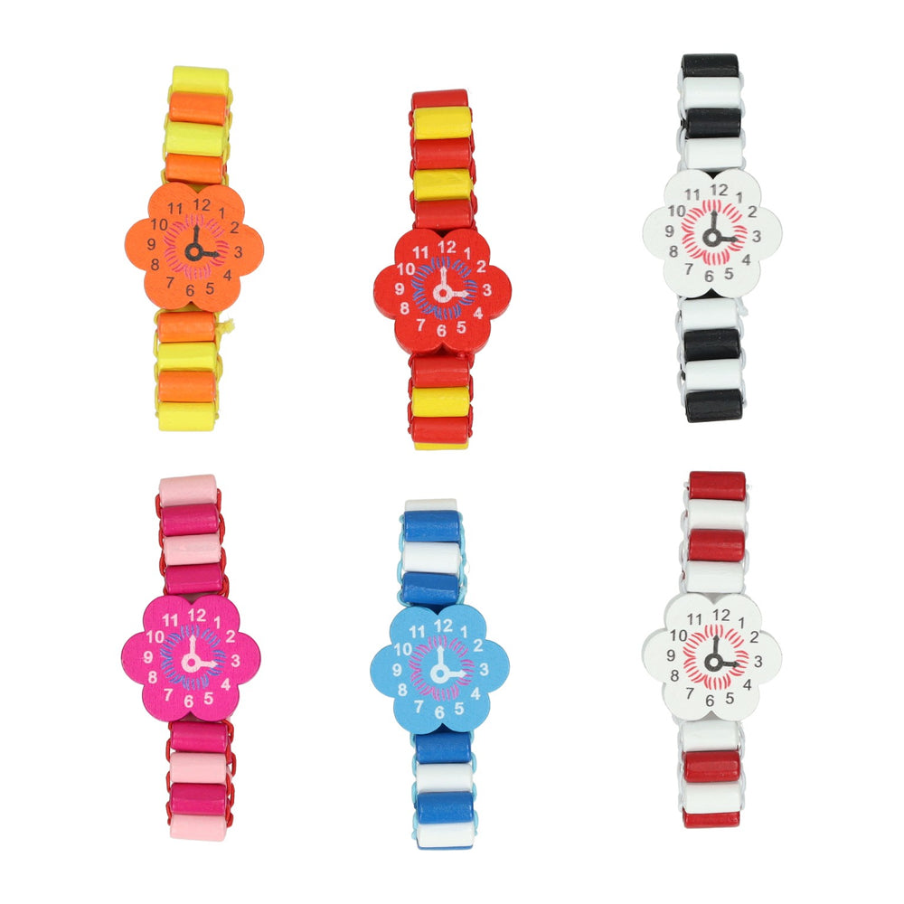 Houten horloge bloem
