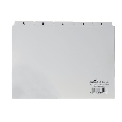 Alfabetische tabbladindex durable a5 14,8x21cm tab 40mm wit