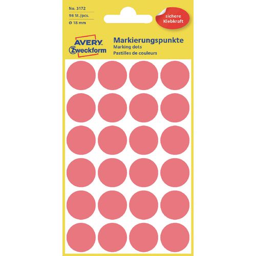 Markeringspunten avery 3172 rood 18mm