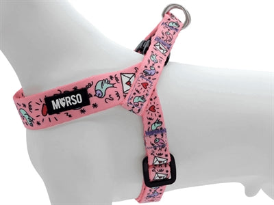 Morso mini hondentuig verstelbaar gerecycled lief tweet roze