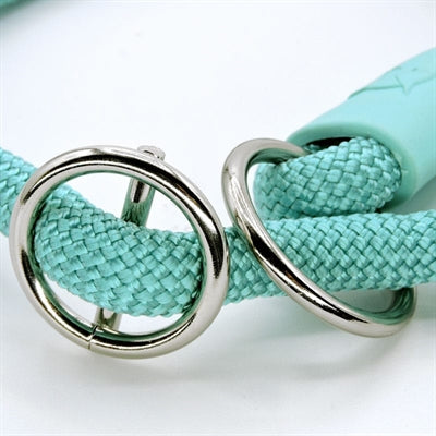 Morso Halve slip halsband hond normaal touw gerecycled aquamarijn blauw