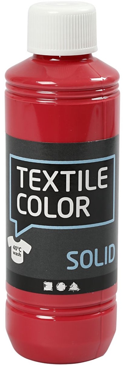 Creativ company textielkleur dekkende textielverf - rood, 250ml