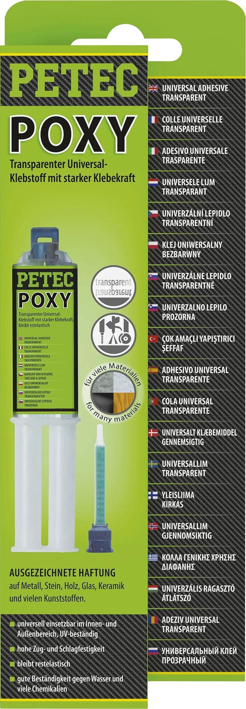 Petec universalklebstoff poxy 2k adhesive 24ml sb double syringe