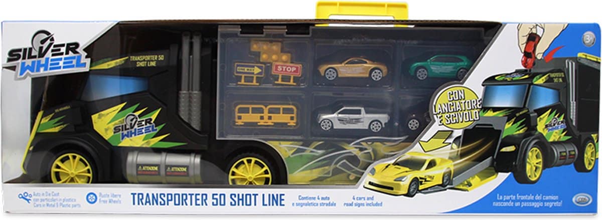 Online winkel vrachtauto zilveren wielen transporter met 4 autoapo;s