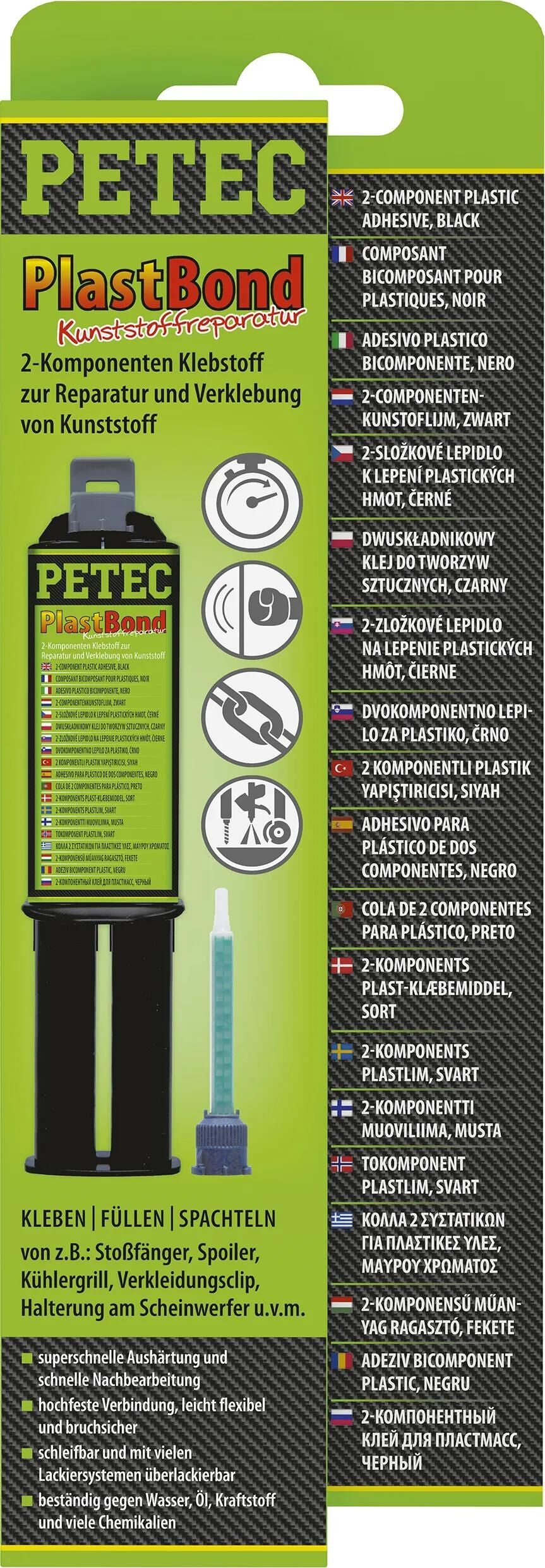 Petec tweecomponentenlijm plastbond 2k adhesive plastbond 24ml double syringe