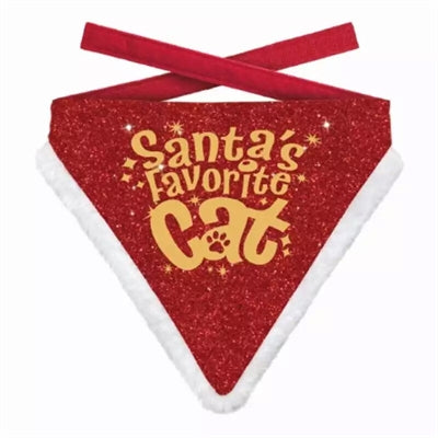 Plenty Gifts kerst bandana santa's favoriete kat rood goud
