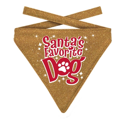 Plenty Gifts kerstbandana, Santa's favoriete hond, glittergoud