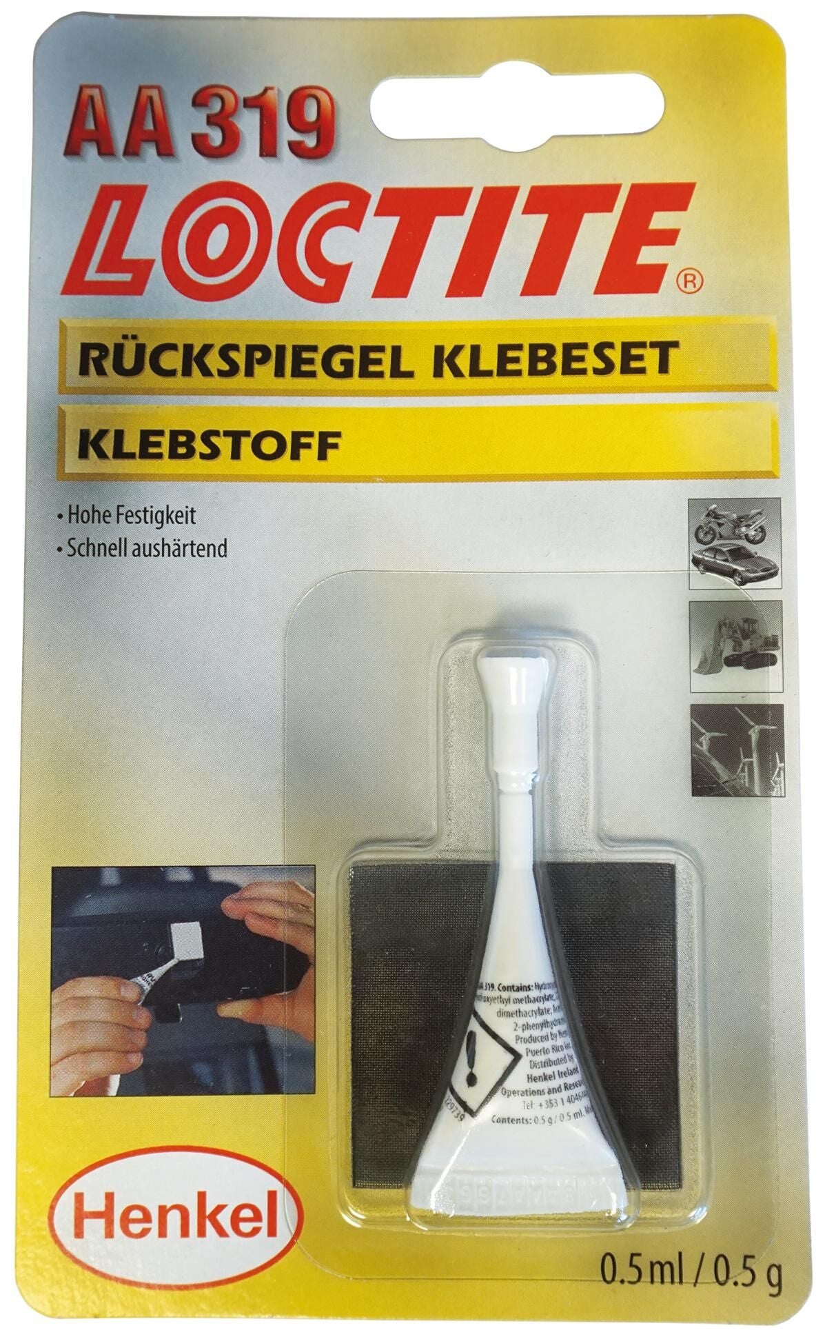Loctite plakset voor achteruitkijkspiegel adhesive set glass metal