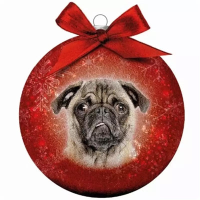 Plenty Gifts kerstbal mat mopshond rood