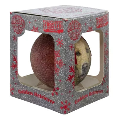Plenty Gifts kerstbal frosted golden retriever rood