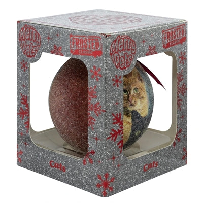 Plenty Gifts kerstbal frosted katten rood