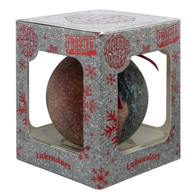 Plentygifts kerstbal frosted labradors rood
