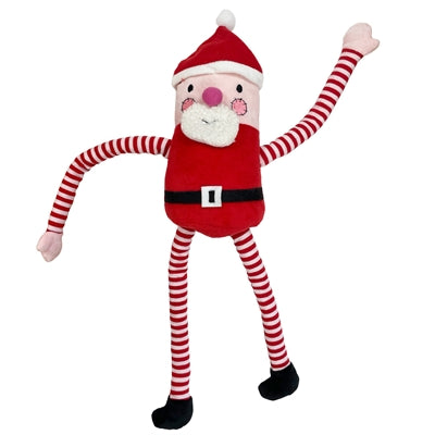 Gelukkig huisdier trekt mijn benen, kerstman