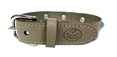 Sazzz Halsband hond Adventure Stone leer taupe