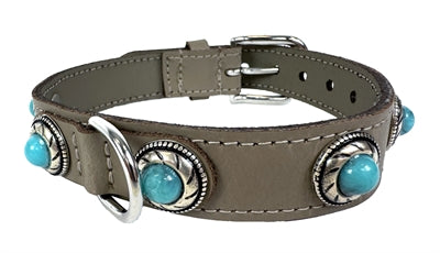 Sazzz Halsband hond Adventure Stone leer taupe
