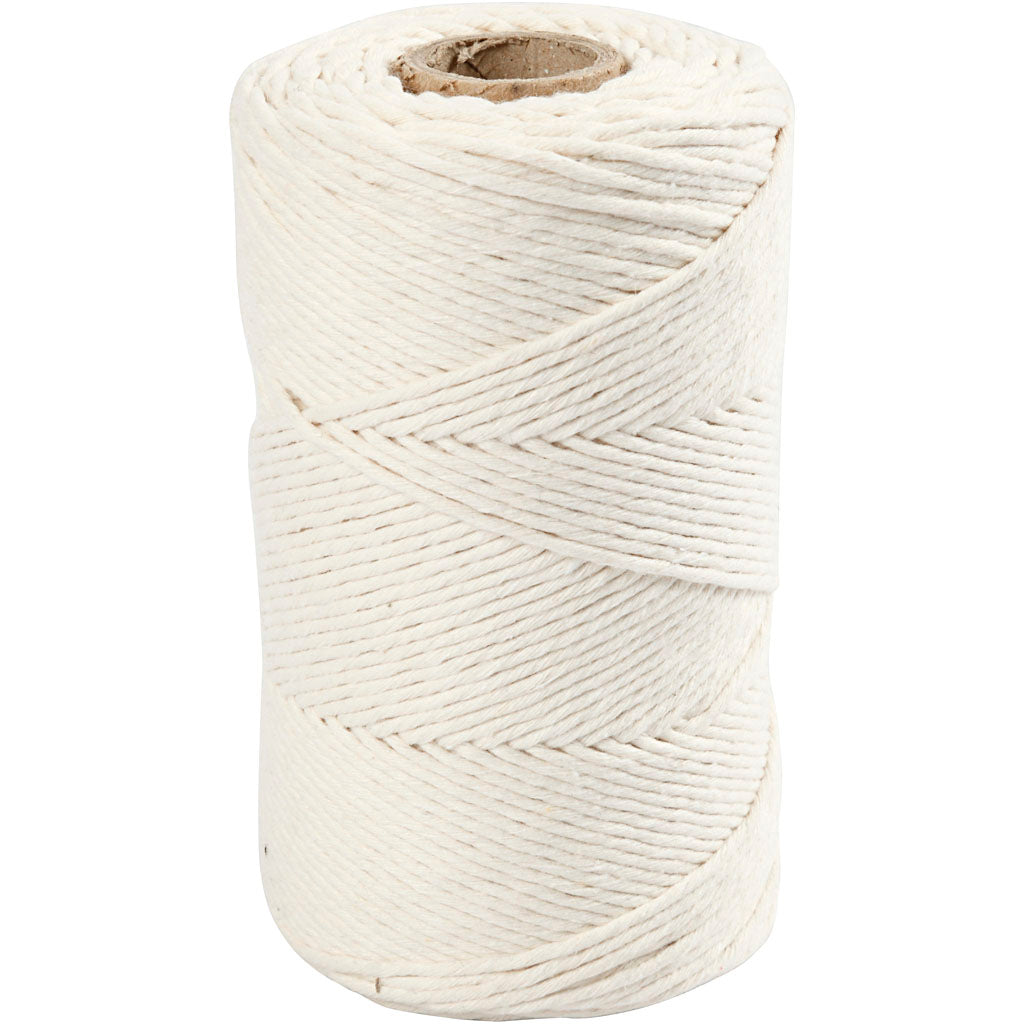 Creativ company macramé koord, l: 198 m, d 2 mm, off-white, 330 gr 1 rol