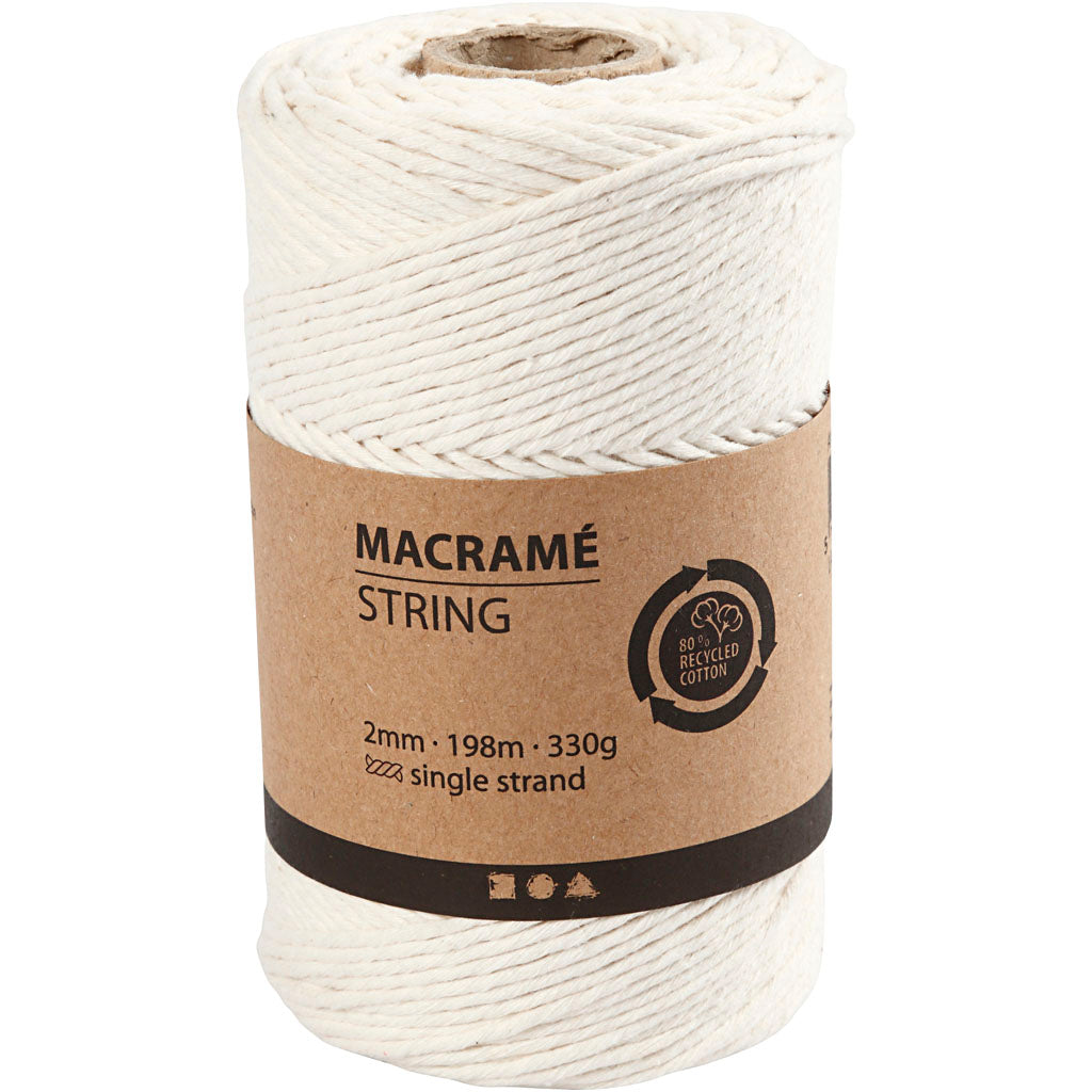 Creativ company macramé koord gebroken wit, 198m