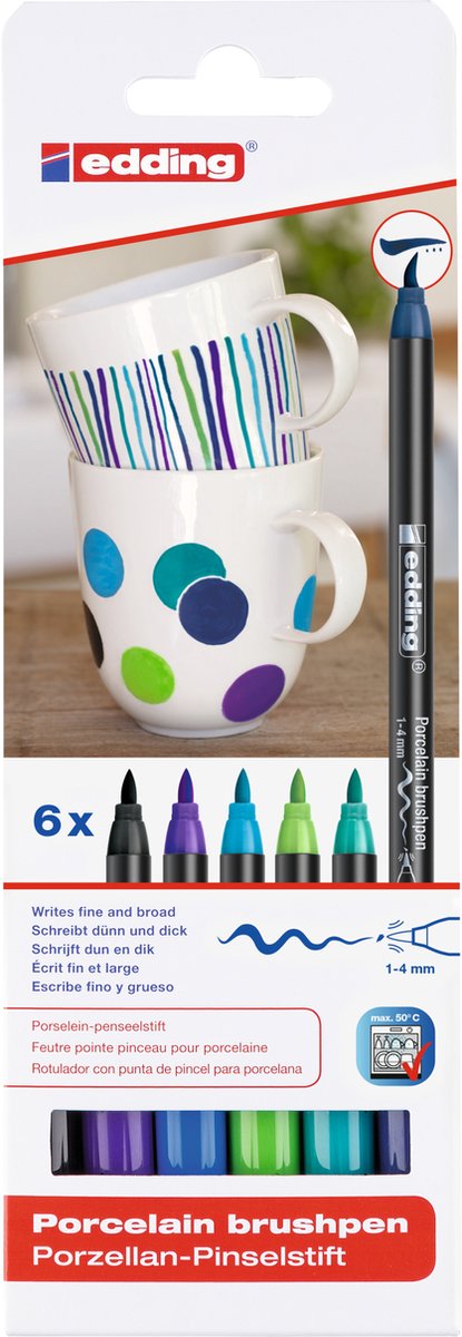 Quantore porseleinstiften koele kleuren set van 6 st.