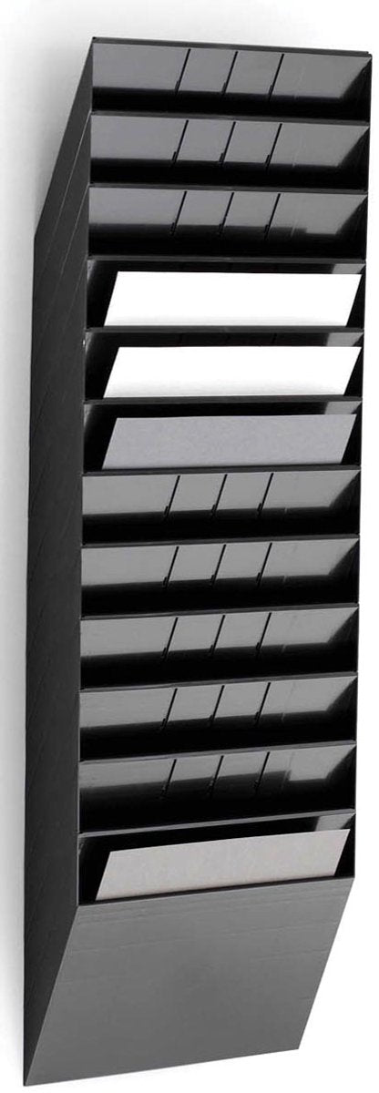 Durable flexiboxx folderhouder - 104,5 x 34,8 x 9,5 cm - zwart - 12 liggende a4 vakken