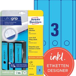 Ordnerrugetiketten avery l4753-20 a4 blauw