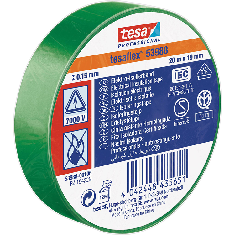 Tesa professional tesa isolatietape 19mm - 20 meter - groen